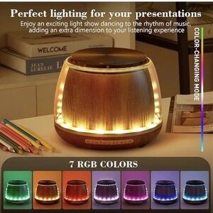 Rotating 7 Colors Bluetooth Speaker Wireless 360° RGB Lights 2600mAh Battery New